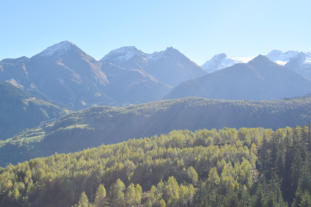 Gelbe Wlder und wunderschne Berge laden zum wandern im Herbst ein.